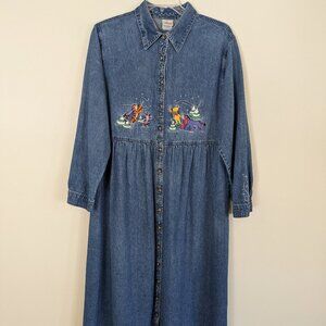 Disney Store Vintage Winnie the Pooh Denim Shirt Dress